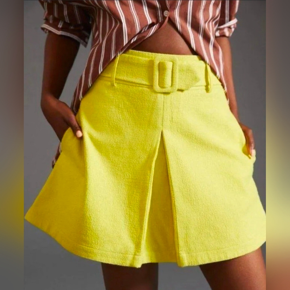 Anthropologie Chartreuse (Neo Green)  Skirt